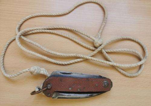 WW2 1942 Indian-made jack knife with marlin spike and tin opener