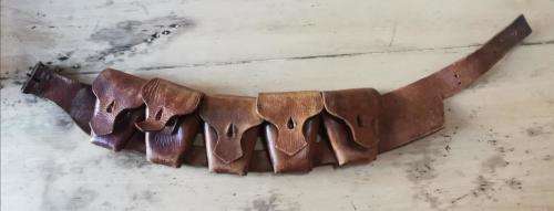 Pattern 1903 50 rounds 5-pouch .303 ammo belt bandolier plus 2 rolls of thick leather strips