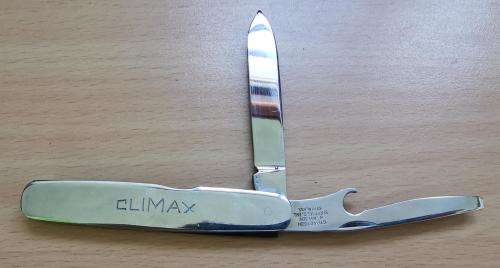 Vintage Stephenson and Wilson Sheffield stainless steel 2-blade pocket knife - Climax advertising