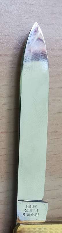 Vintage Muller and Schmidt Pfeilring Solingen rostfrei letter opener and knife - looks unused