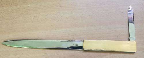 Vintage Muller and Schmidt Pfeilring Solingen rostfrei letter opener and knife - looks unused