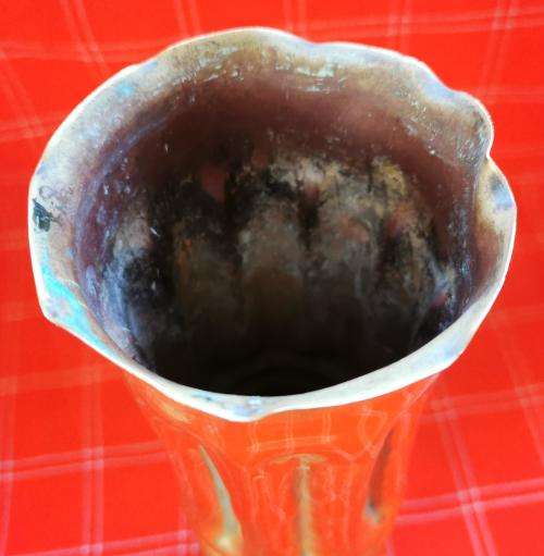 Tall trench art vase made from 13 Pounder shell 1915