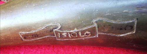 WW2-era antique powder horn engraved E. Africa ISIOLO 1940