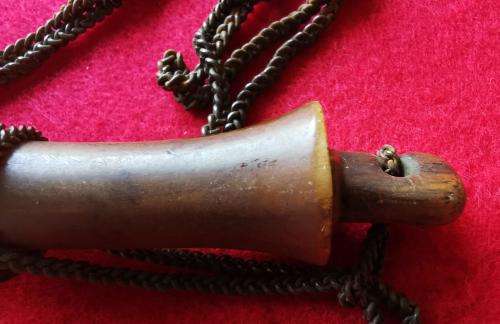 WW2-era antique powder horn engraved E. Africa ISIOLO 1940