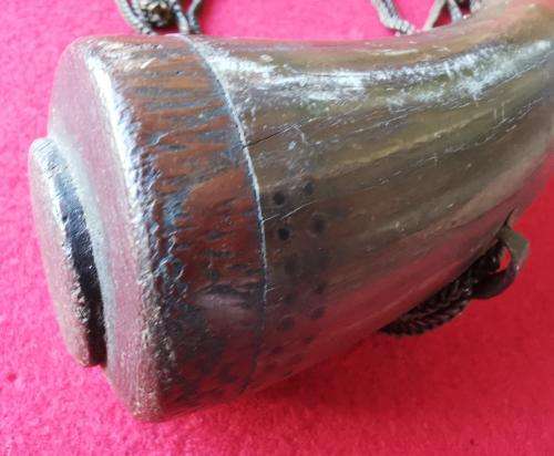 WW2-era antique powder horn engraved E. Africa ISIOLO 1940