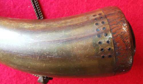 WW2-era antique powder horn engraved E. Africa ISIOLO 1940