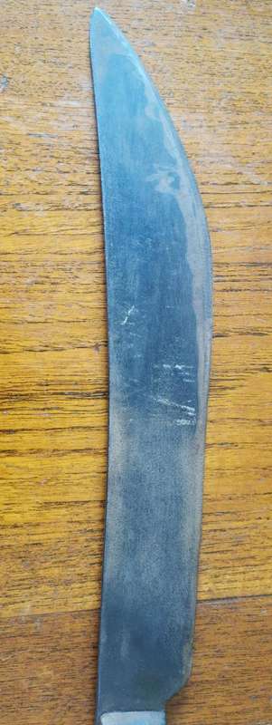 Well-used old police machete in Jabez Cliff of Walsall leather sheath 1934