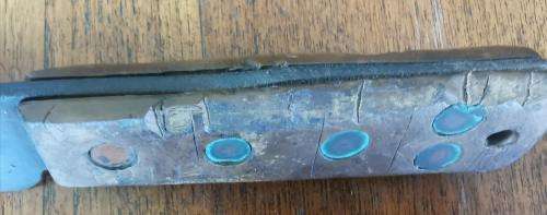 Well-used old police machete in Jabez Cliff of Walsall leather sheath 1934