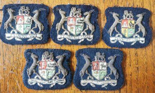 SA Navy lot of 5 very early warrant officer badges - possibly design samples