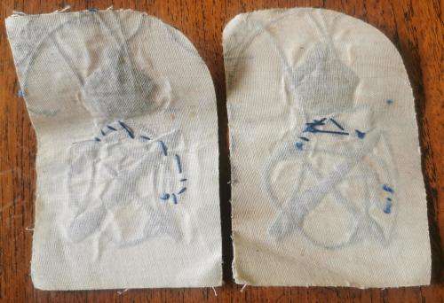 Royal Navy post-WW2 pair of sailmaker`s craft cloth badges