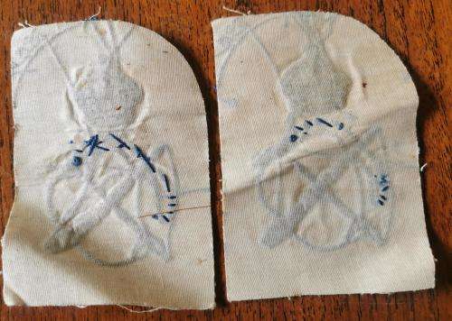 Royal Navy post-WW2 pair of sailmaker`s craft cloth badges
