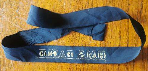 Royal Navy HMS Eagle aircraft carrier ratings cap tally badge