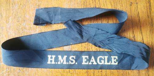 Royal Navy HMS Eagle aircraft carrier ratings cap tally badge