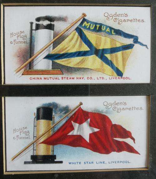 Ogden`s Cigarette Cards Flags and Funnels of Leading Steamship Lines 1906 full set of 50 - CV R4 000
