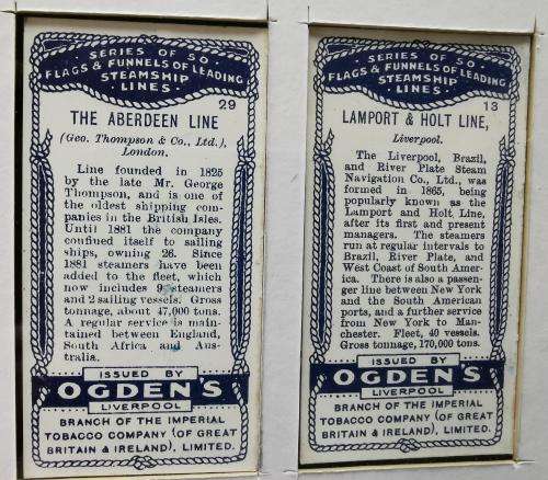 Ogden`s Cigarette Cards Flags and Funnels of Leading Steamship Lines 1906 full set of 50 - CV R4 000