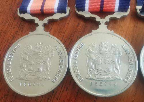 Full-size General Service medal with ribbon - numbered on back
