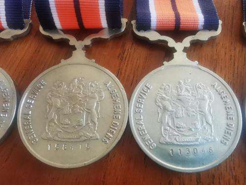 Full-size General Service medal with ribbon - numbered on back