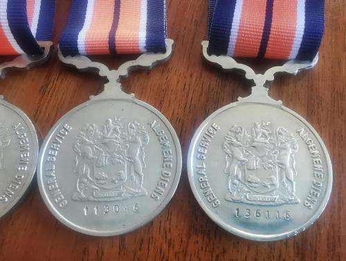 Full-size General Service medal with ribbon - numbered on back
