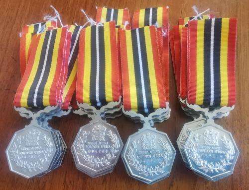 Full-size Southern Africa medal with ribbon - Type 1 uniface suspender - numbered