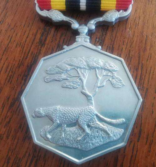 Full-size Southern Africa medal with ribbon - Type 1 uniface suspender - numbered