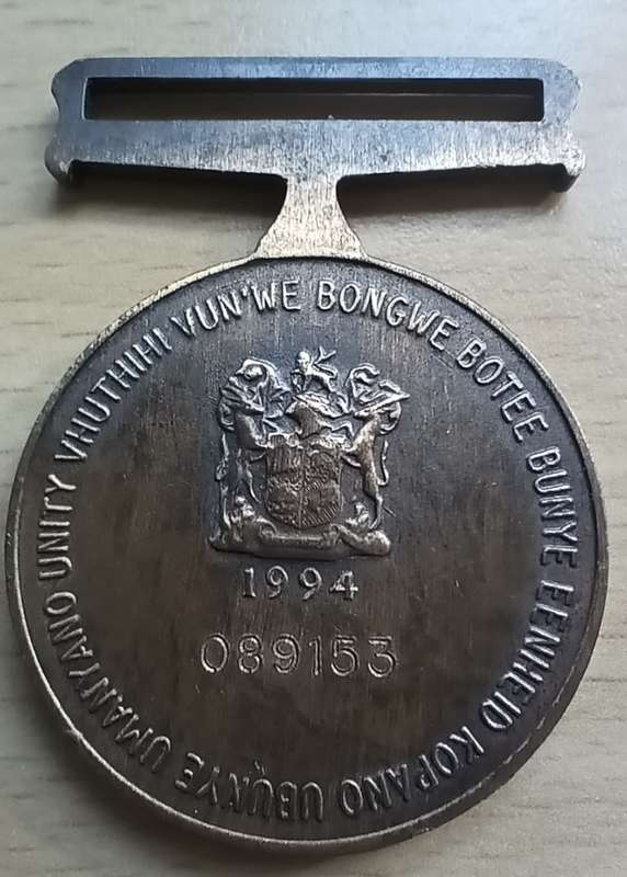 SANDF 1994 full-sized Unity medal - 089153