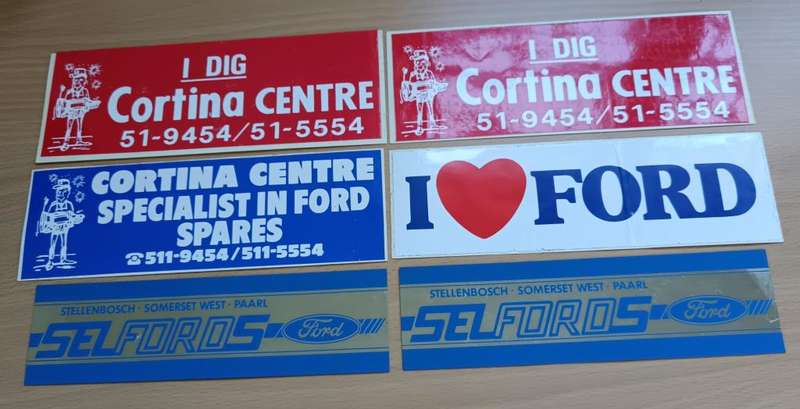 Lot of 6 vintage Ford-related car decal stickers