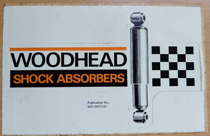 Lot of 2 vintage car-related decal stickers - Woodhead shocks and AC spark plugs