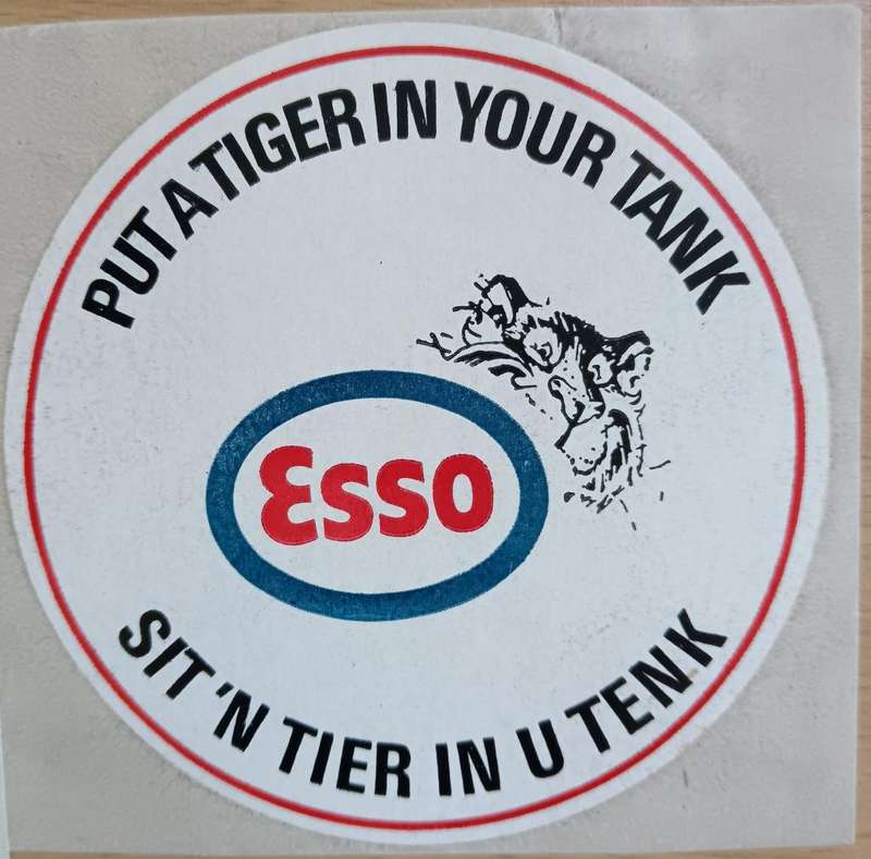 Great lot of 6 vintage Esso English and Afrikaans car decal stickers - Put a tiger in your tank