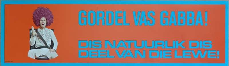 Great pair of vintage Afrikaans road safety bumper stickers + bilingual car disk sticker - 1 of 2