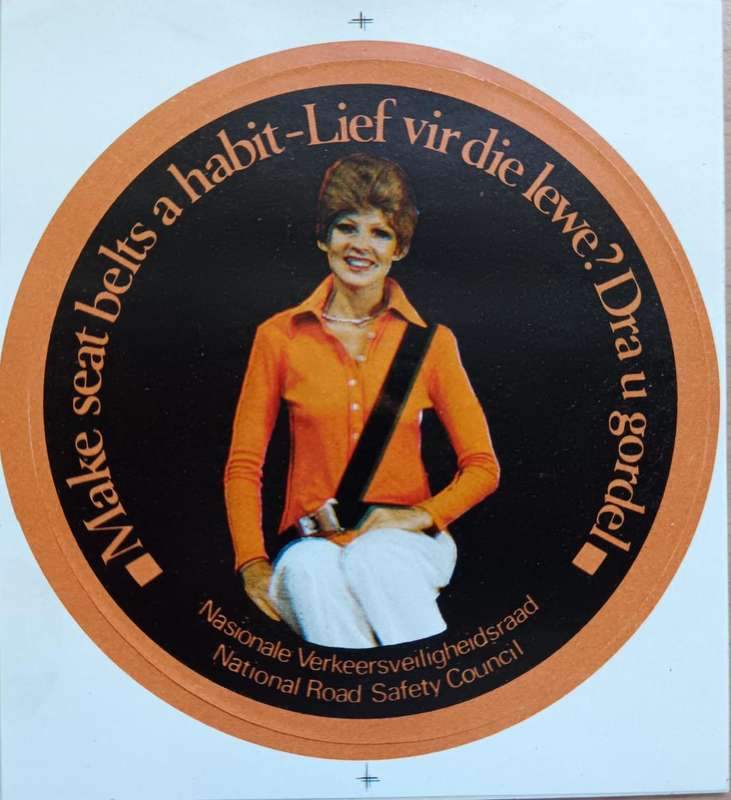 Great pair of vintage Afrikaans road safety bumper stickers + bilingual car disk sticker - 2 of 2