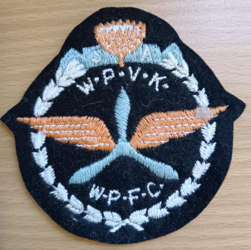 Vintage Western Province Flying Club (WPFC/WPVK) tie, club patch, wings, and pin badge