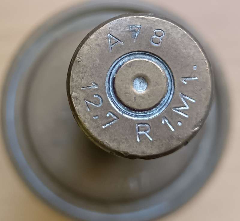 Pair of brass MK4 Bofors 40mm naval gun shells and 0,50 BMG cartridges made into bells