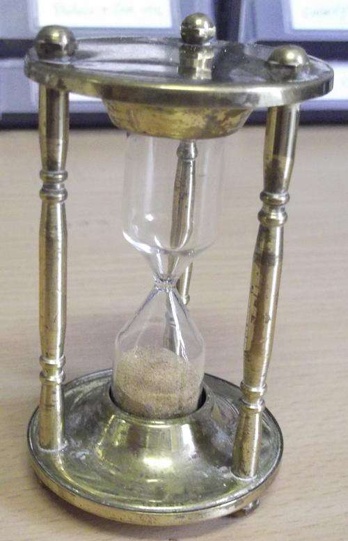 Brass coloured egg timer - 3min, 18sec - as per photos