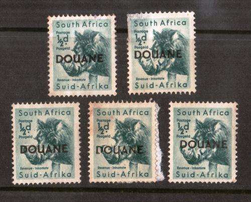 SA Union 1/2d Warthog Douane(x5) - bid per stamp