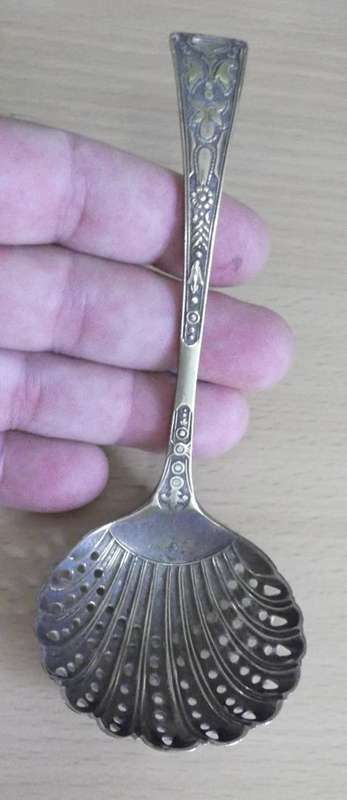 Beautifully proportioned plated straining, slotted spoon - 145mm long