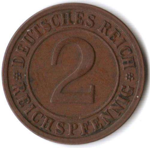 Germany 2 Reichspfennig 1925G *key date* - as per scans
