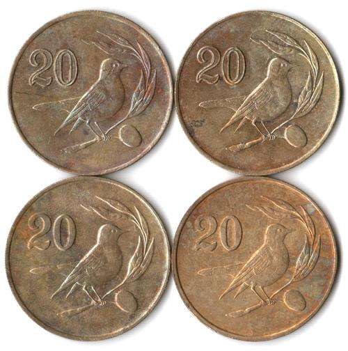 Cyprus 20 Cents 1983(x2) & 1985(x2) - excellent condition