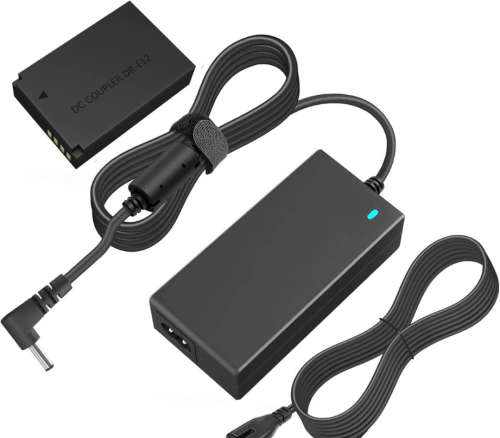 LP-E12 / DR-E12 Dummy Battery DC Coupler with AC Adapter for Canon Mirrorless Digital Cameras