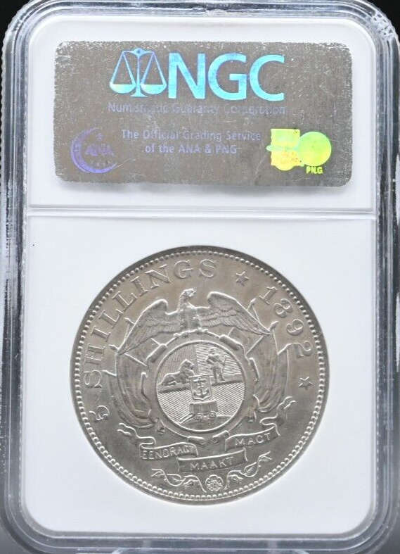 South Africa 1892 ZAR South Africa 1892 ZAR 5 Shilling DOUBLE Shaft AU 58 NGC