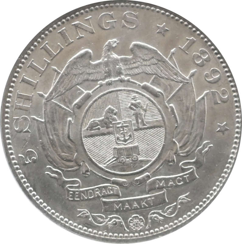 South Africa 1892 ZAR South Africa 1892 ZAR 5 Shilling DOUBLE Shaft AU 58 NGC