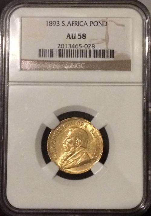 !!!RARE!!! ZAR 1893 A/UNCIRCULATED GOLD POND AU58 ***