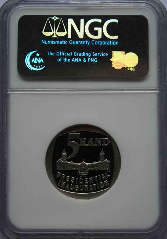 *** Almost Mintstate***Mandela Inaguration R5*** NGC Graded AU58***