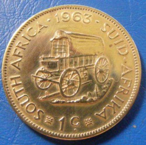 SPARKLING 1963 LARGE 1 CENT COIN FROM FIRST DECIMAL SERIES !!! (46 YEARS OLD!!!)