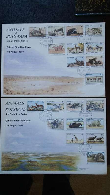 BOTSWANA FAUNA ANIMALS 1987 5TH DEFINITVE 2 FDCS
