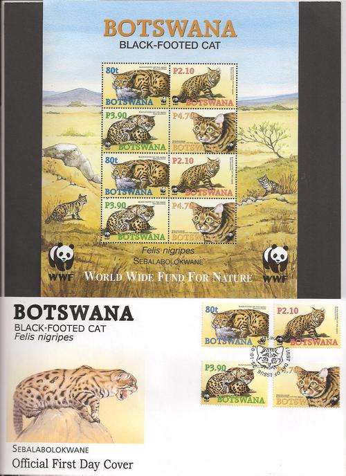 BOTSWANA 2005 BLACK-FOOTED CAT FELINE FAUNA MS UMM + FDC