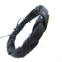 MEN'S BLACK LEATHER BRACELET