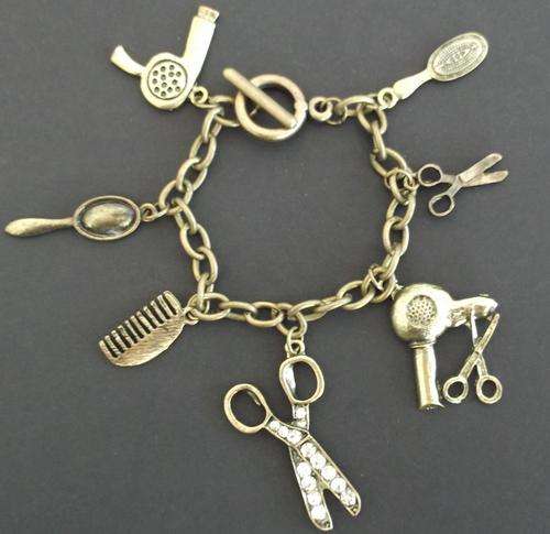 Vintage Style Hairdresser Charm Bracelet