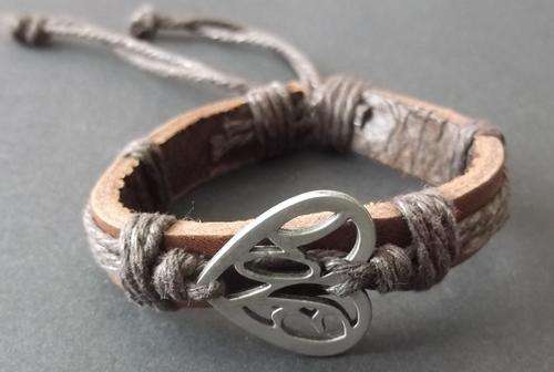 LEATHER FILIGREE LOVE HEART BRACELET