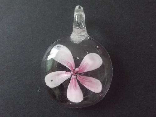 Murano Glass Pink Flower Pendant
