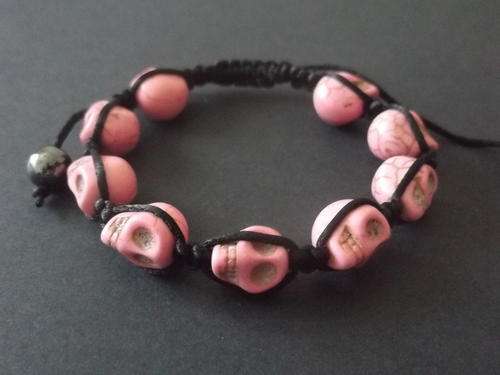 New trend - Shamballa! Pink Scull Braided Bracelet